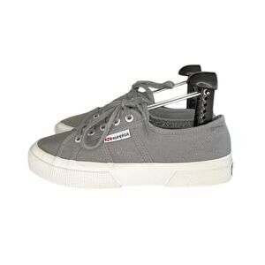 Womens Superga 2750 Cotu Classic Canvas Sneakers Size 7 Gray White